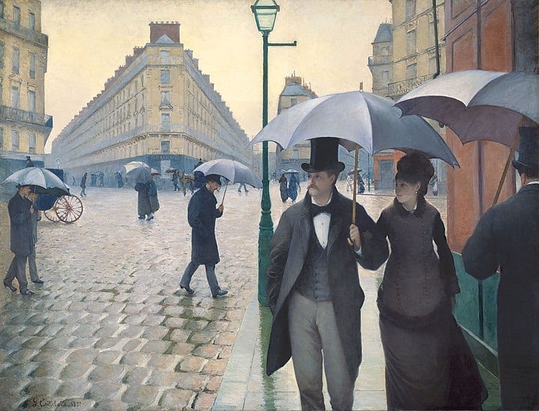 Kunstkopie Gemälde auf Leinwand: Straße in Paris an einem regnerischen Tag von Gustave Caillebotte