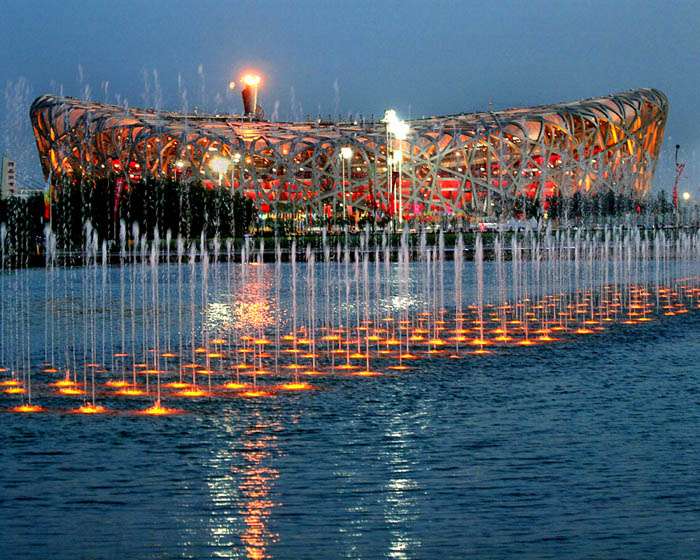 Flamme der Olympischen Spiele 2008 im Pekinger National Stadium