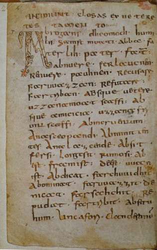 Codex Abrogans (1st page) 8th century glossary