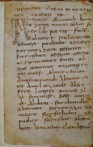 Codex Abrogans (1st page) 8th century glossary