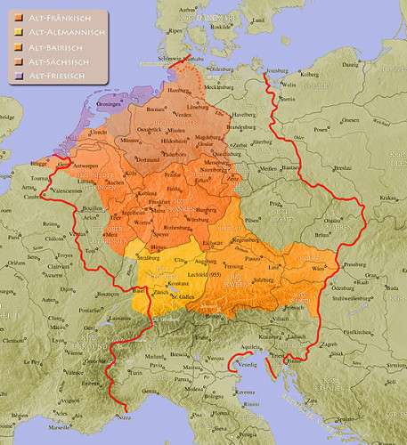 Althochdeutsche Sprachräume im Jahre 962 Althochdeutsche Sprachräume im Jahre 962