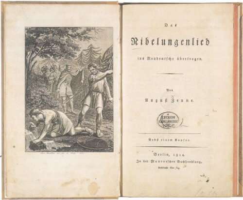 August Zeune: Das Nibelungenlied, ins Neudeutsche übertragen, Berlin: Maurer 1814 - Karlsruhe, Badische Landesbibliothek, Gym 130
