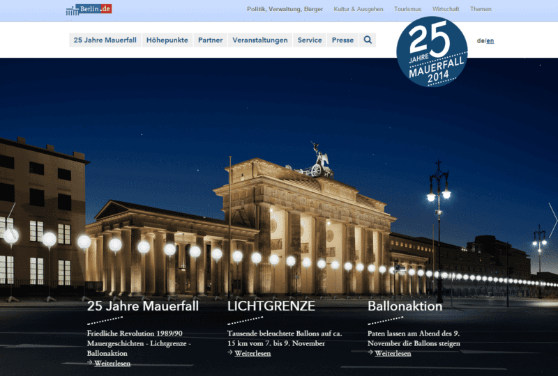25 Jahre Mauerfall 2014 auf berlin.de