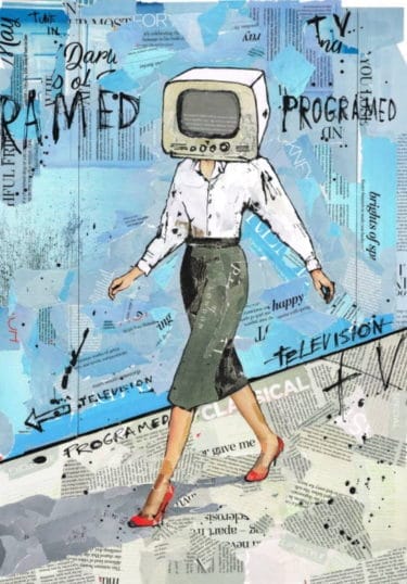 "Programmed" - Mixed Media Collage von Keith Mcbride