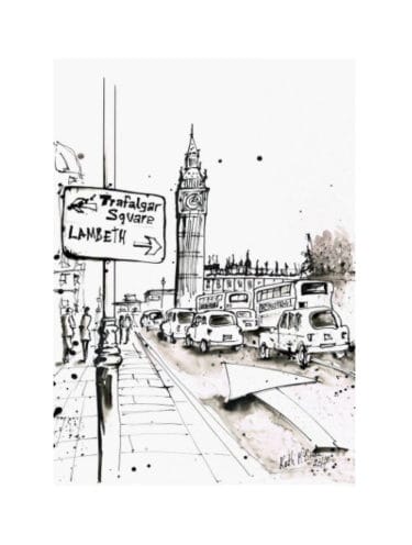 "London Drawing" - limitierter Kunstdruck von Keith Mcbride