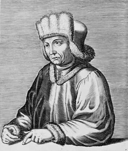 Hubert van Eyck (1366–1426), portraitiert durch Edme de Boulonois (1682)