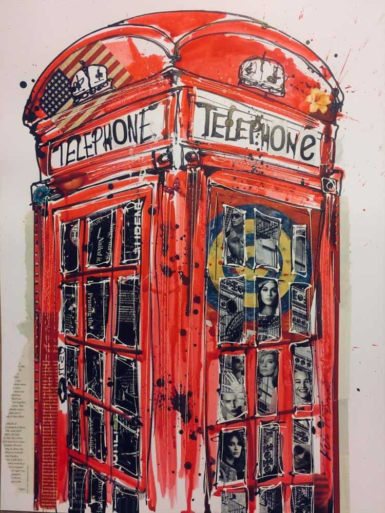 "Phonebox" - Mixed Media Collage von Keith Mcbride