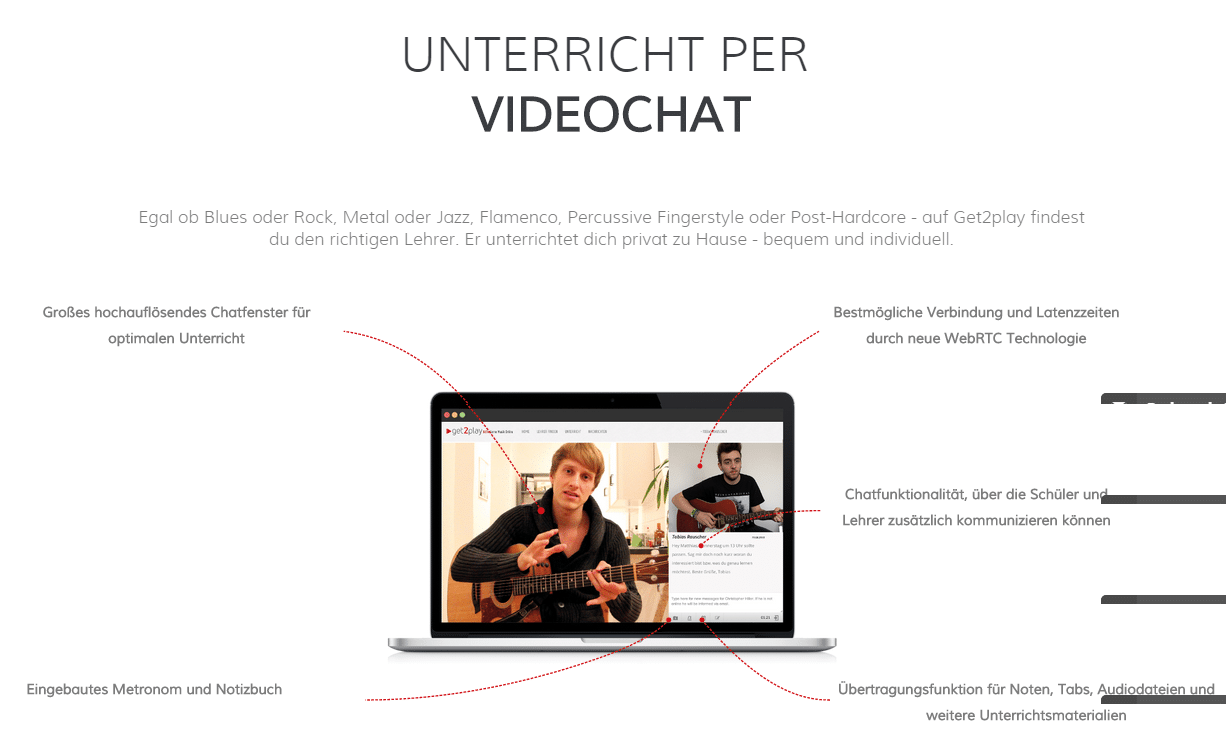 Musikunterricht 3.0 - Instrumente erlernen per App Musik online kurse Unterricht per Videochat auf get2play