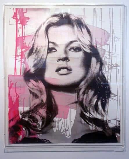 "Kate Moss - Pink" Original Acrylbild (gerahmt) von Mr. Brainwash