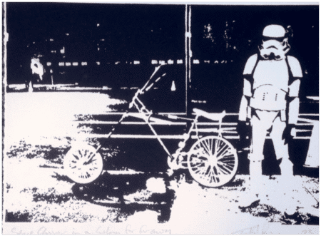 "Spacechopper in a Galaxy far far away" von Trafford Parsons, limitierter Siebdruck