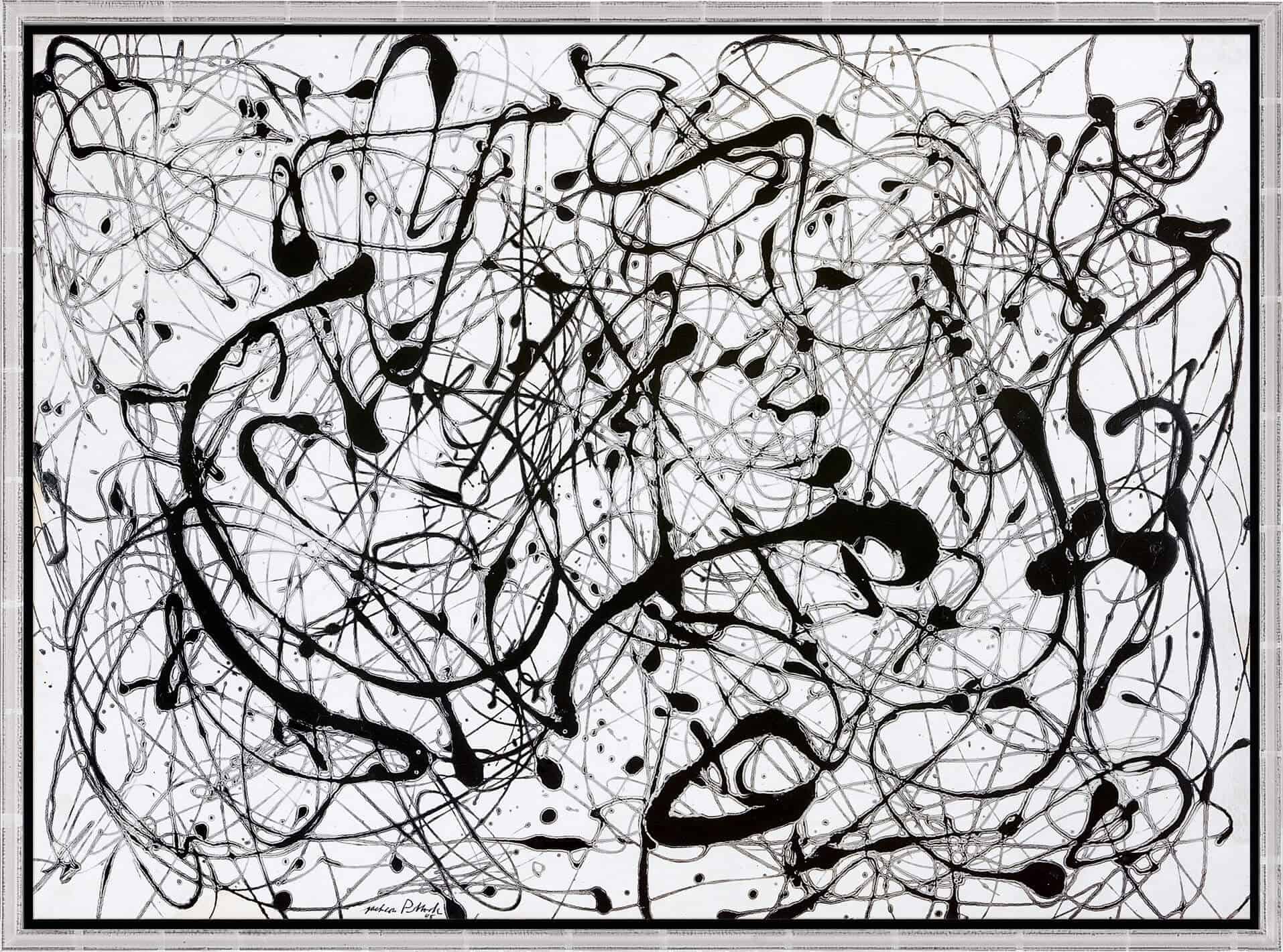 Jackson Pollock: Bild Number 14: Gray (1948), gerahmte Reproduktion