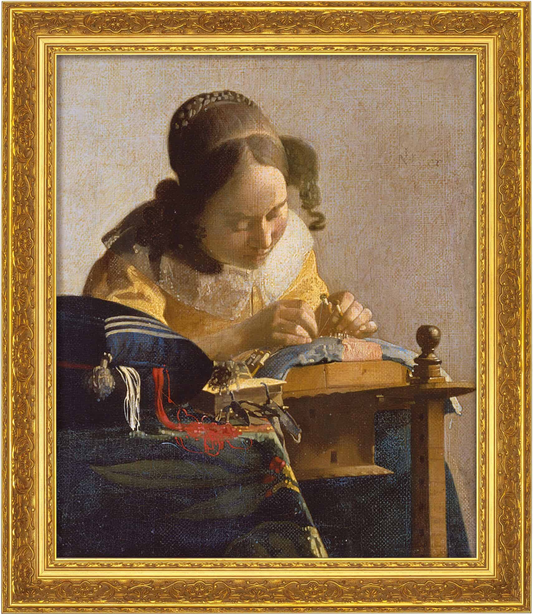 "Die Spitzenklöpplerin" von Jan Vermeer van Delft, limit. Giclée Reproduktion