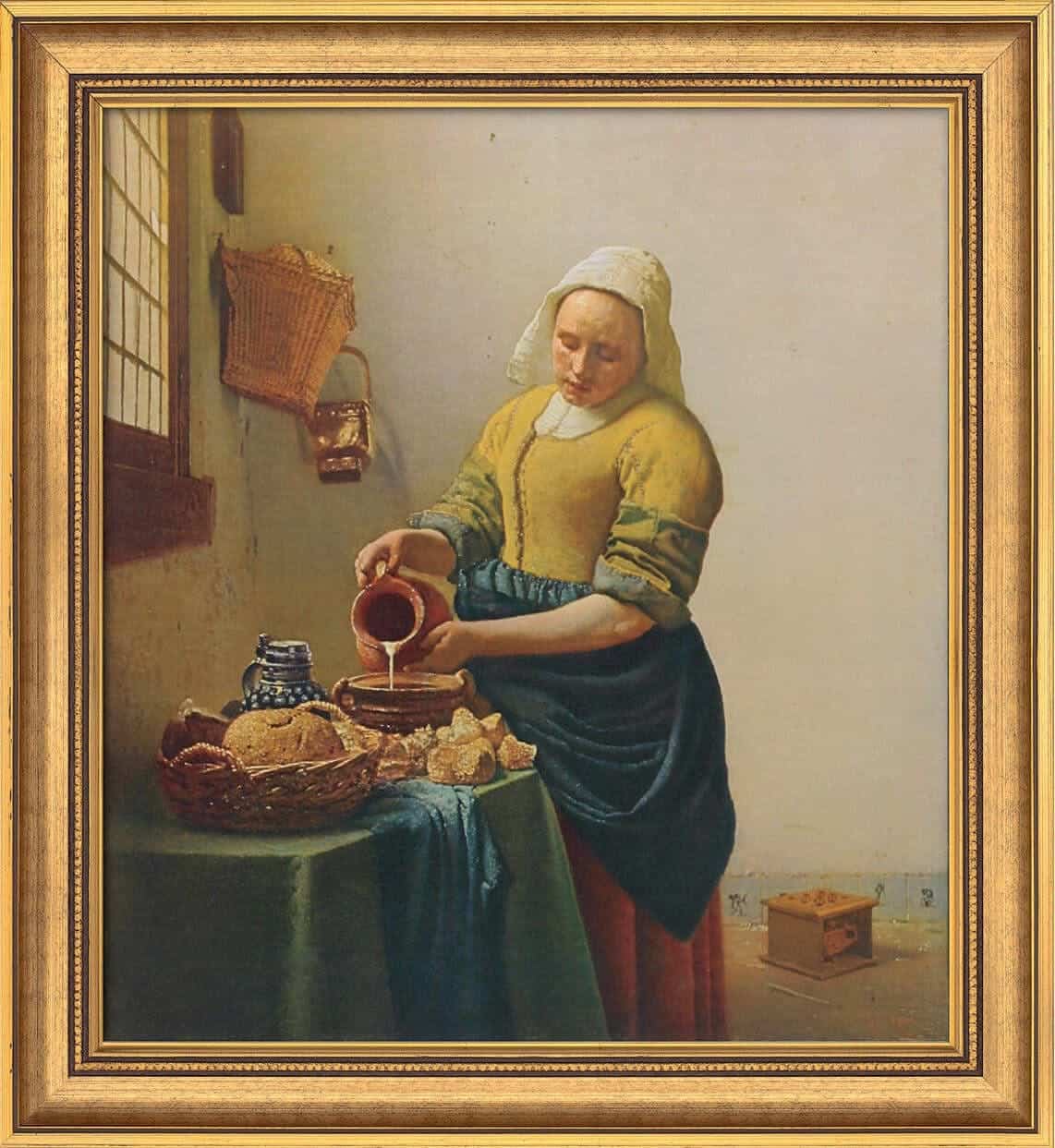 "Dienstmagd mit Milchkrug", limitierte Reproduktion von Jan Vermeer van Delfts Werk