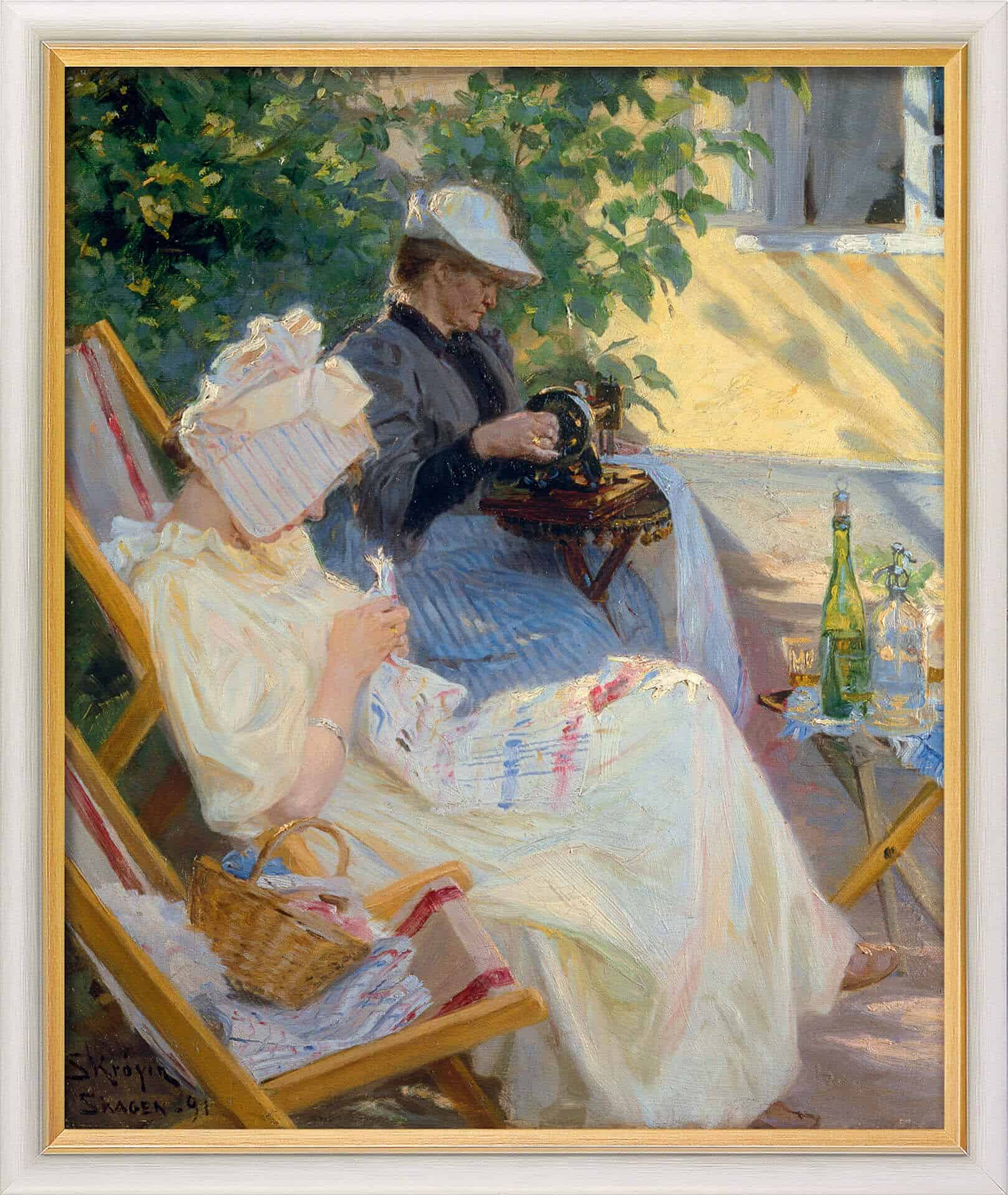 "Zwei Frauen im Garten (In der Laube)" von Peder Severin Kroyer, lim. Reproduktion