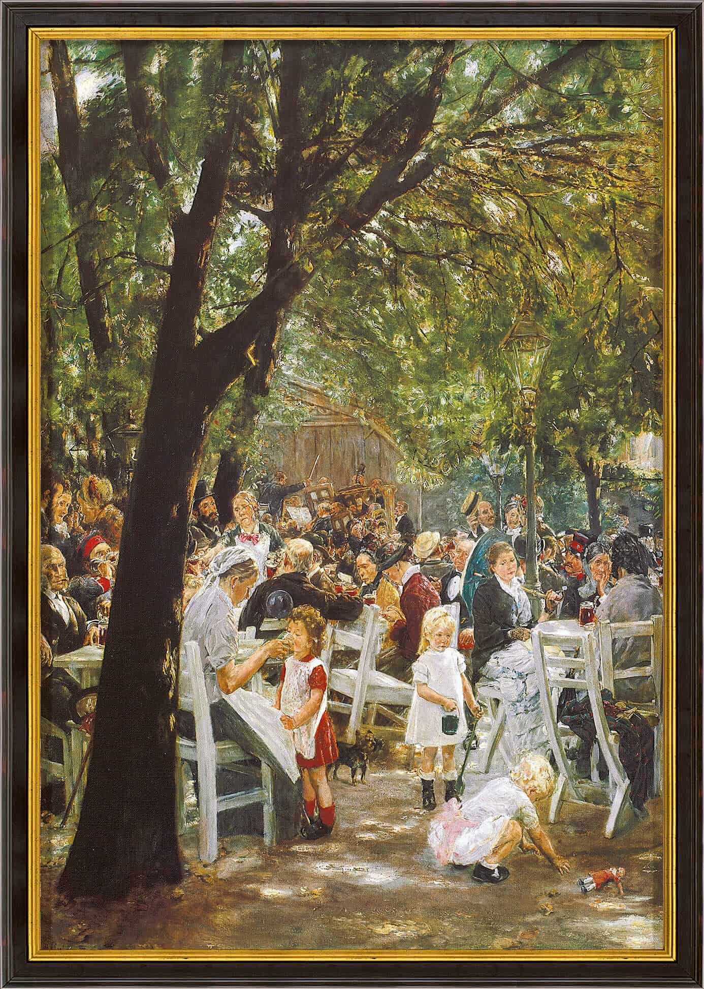 Max Liebermann: Ölgemälde "Münchner Biergarten" (1884) - Repdroduktion