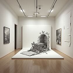 Anamorphic 2D drawing or installation in space - a clear judgment is often difficult with anamorphic art