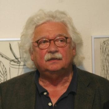 Der Maler Peter Herrmann während einer Ausstellungseröffnung in Altlangsow (Brandenburg). 2012.