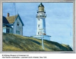 Edward Hopper Bild Leuchtturm bei Two Lights gerahmt
