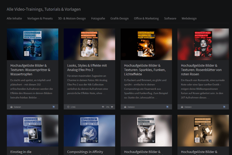 TutKit.com - Einzigartiger Mix an Video-Trainings und passenden Vorlagen in einer Kreativ-Flatrate Grafikdesign design presets Trainings-Katalog