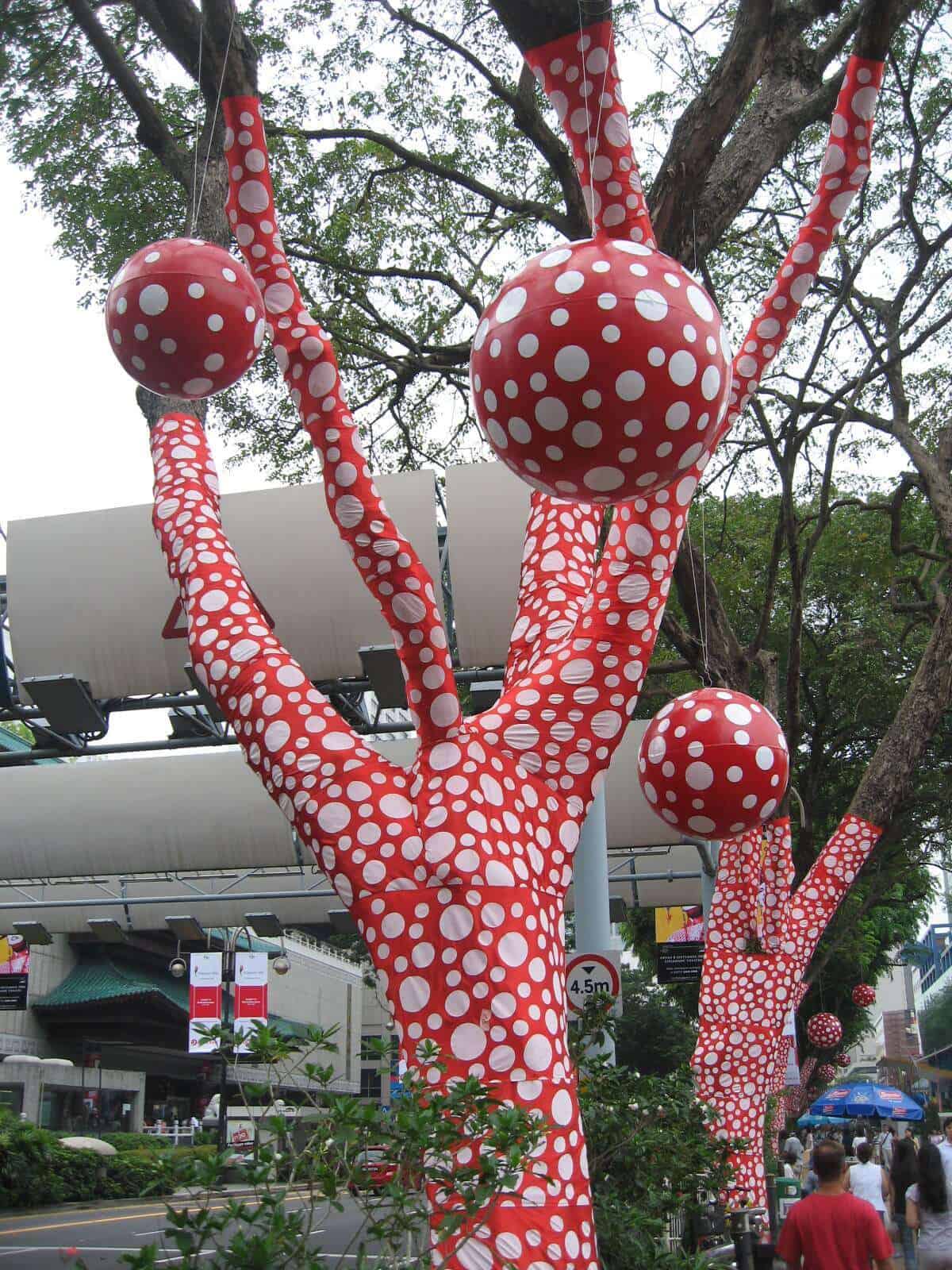 Yayoi Kusama - Ascension of Polkadots on the Trees at the Singapore Biennale 2006