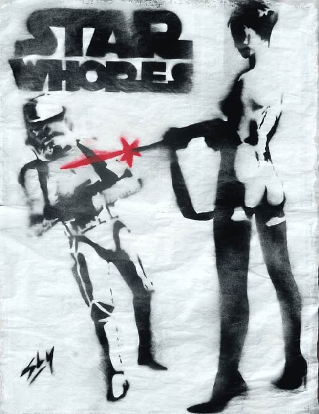 "Star Whores" - Spray-Paint Bild des britischen Urban Art Künstlers Juan Sly