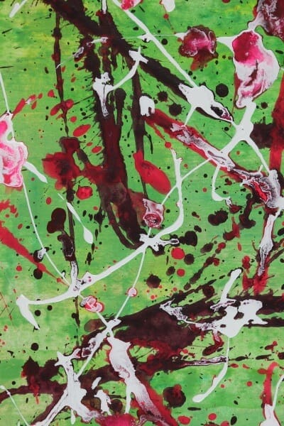 Abstraktes Kunstwerk im Stile des Action Painting und Dripping Technik von Jackson Pollock