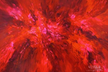 "Deep Magenta Red XL 1" - Abstraktes Acrylgemälde von Peter Nottrott