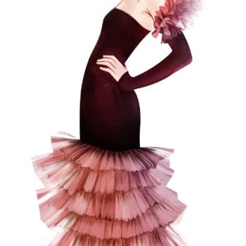 Fashion Illustration inspiriert von der Nelke - Designerin: Rula von Kuniri