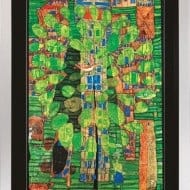Friedensreich Hundertwasser: "Singender Vogel auf einem Baum in der Stadt"