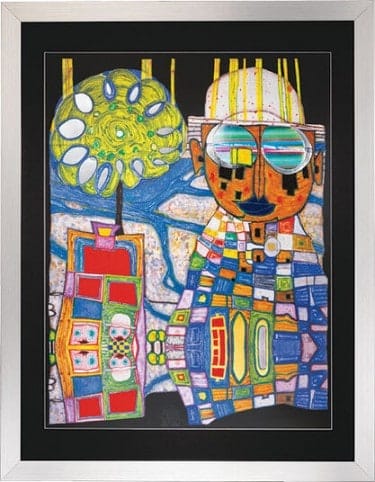 Friedensreich Hundertwasser: Kunstwerk "Tropenchinese", gerahmt