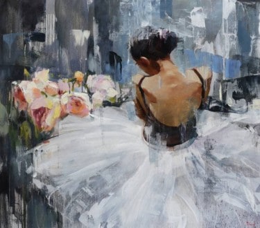 "Memories last forever" - Abstraktes Ölgemälde einer Ballerina von Tetiana BOND