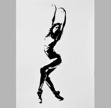 Schwarz-Weiß Acrylmalerei "Black and white 10-7" einer jungen Tänzerin, von Simona Tsvetkova
