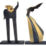 Bronze Multiple von Paul Wunderlich - Skulpturengruppe "Flügelfrau und Fragensteller"