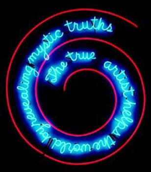 Bruce Nauman, The True Artist Helps the World by Revealing Mystic Truths, 1967, Aufhängungshalterungen aus Neon- und Klarglasröhren; 149,86 x 139,7 x 5,08 cm (Philadelphia Museum of Art)