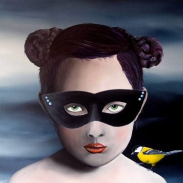 "The black mask Painting" - Öl auf Leinwand von Trevisan Carlo