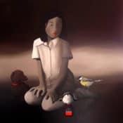 "Little girl Painting" - Ölgemälde des italienischen Malers Trevisan Carlo
