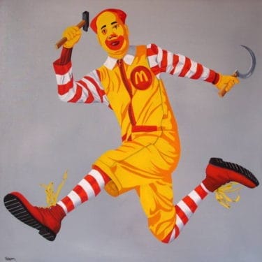 "McMao Painting" - Pop Art Gemälde zum Chinesischen Komsumismus, von Trevisan Carlo