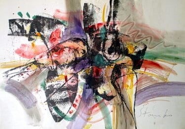 Abstrakte Malerei "Improvisation-VI" von Stanislav Bojankov, Acryl auf Papier