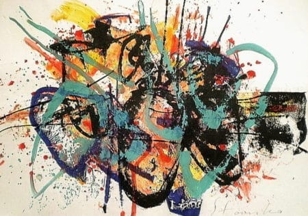 Abstrakte Malerei "Improvisation-XXIX" von Stanislav Bojankov, Acryl auf Papier
