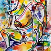 Abstrakter weiblicher Akt "Erotics-XXXIII" von Stanislav Bojankov, Acryl auf Papier
