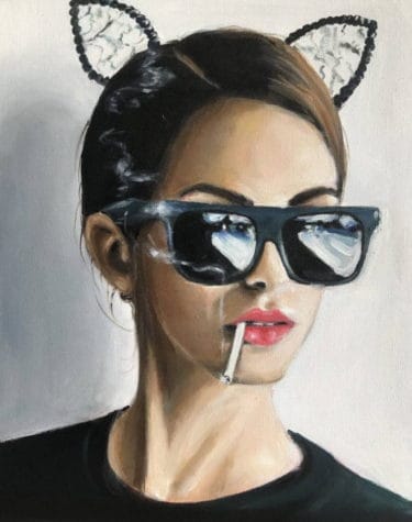 Fotorealistisches Portraitgemälde "My cool glasses •4" von Maria Folger, Acryl auf Leinwand