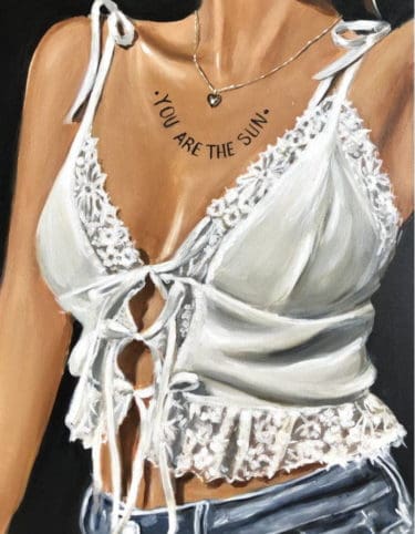 Fotorealistisches Portraitgemälde "You are the sun" von Maria Folger, Acryl auf Leinwand