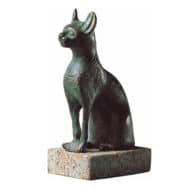 Altägyptische kleine Bastet-Katze, Metallguss, patiniert
