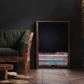 Abstraktes Acrylbild „Red Line“ von Inez Froehlich, Texturiert auf Leinwand