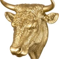 Skulptur "Stierkopf" von Ottmar Hörl, Kunstguss als limitertes Multiple, Gold (2010)