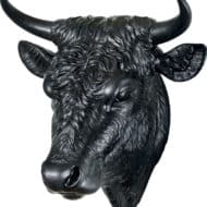 Skulptur "Stierkopf" von Ottmar Hörl, Kunstguss als limitertes Multiple, Schwarz (2010)