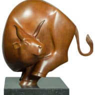 Bronze-Skulptur "Stier" von Evert den Hartog, braun