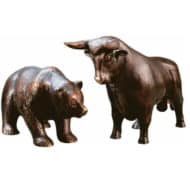 Skulpturenpaar "Bulle und Bär", Version in Kunstbronze von Roman