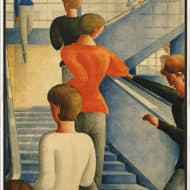 Oskar Schlemmer: "Bauhaustreppe" (1932), gerahmte Reproduktion, Giclée auf Leinwand