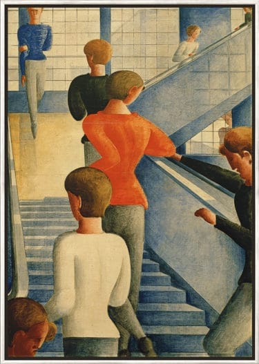 Oskar Schlemmer: "Bauhaustreppe" (1932), gerahmte Reproduktion, Giclée auf Leinwand